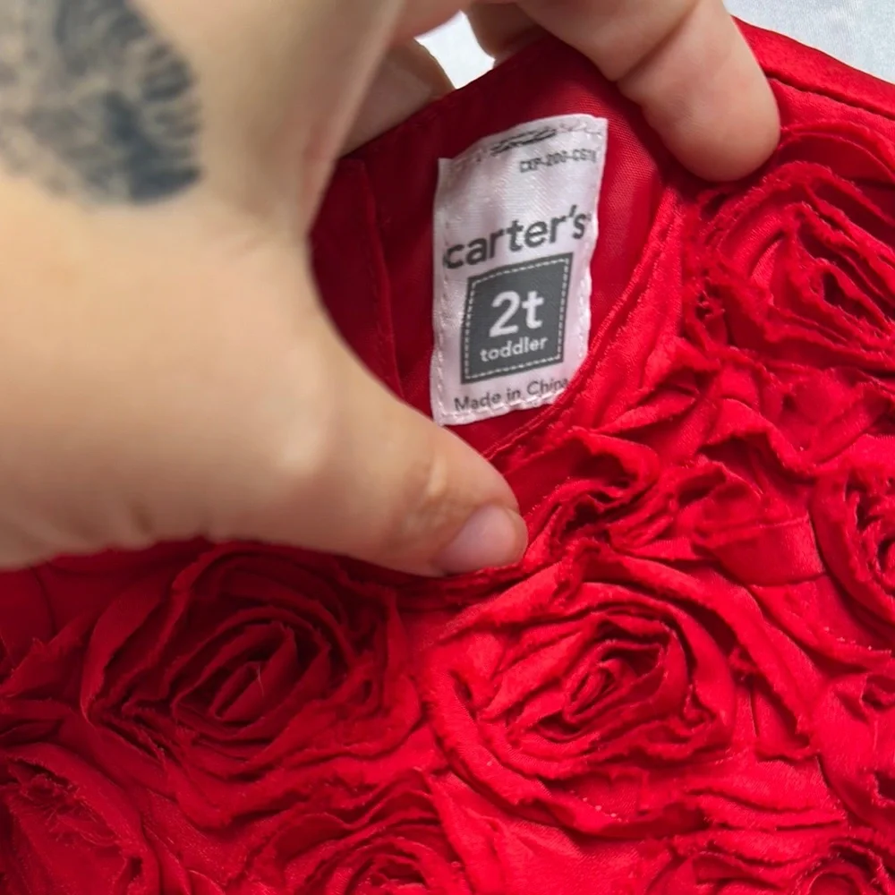 Carter's Elegant Red Rosette Dress - Picture 3 of 8
